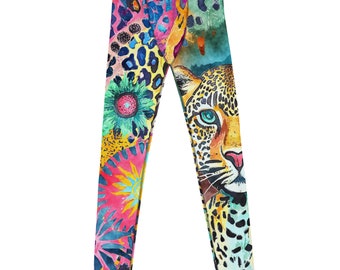 Leopard Print Ecstatic Dance Men’s Animal Print Leggings, Festival Workout Tights