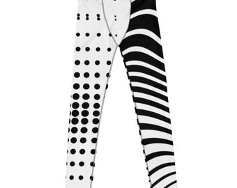 Black and While Stripes & Dots, Men's Leggings