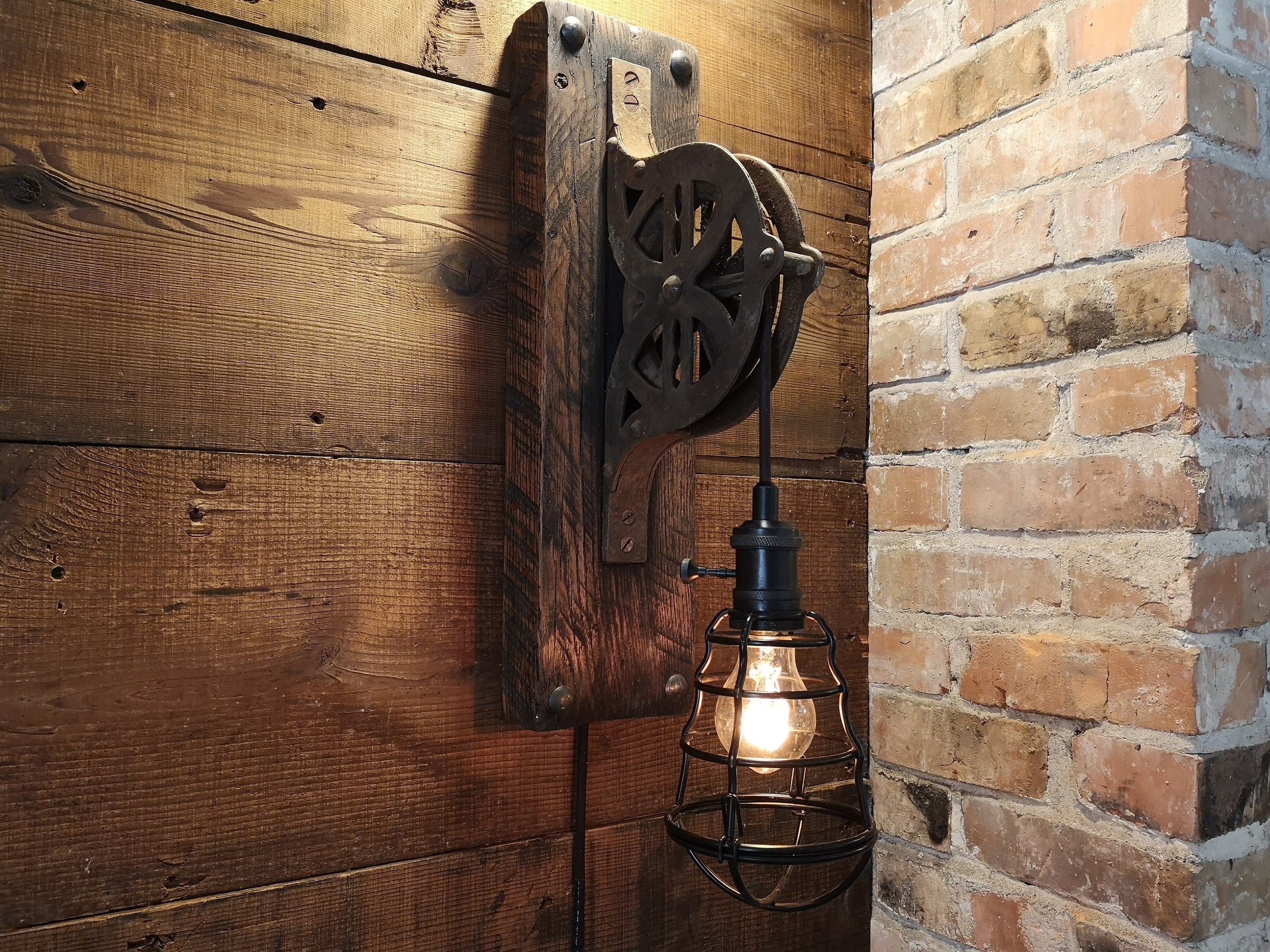 Antique Pulley wall sconce pendant rustic farm decor must ...