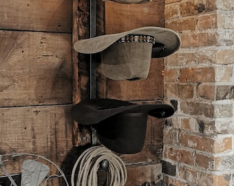 Rustic hand forged Cowboy hat rack - Gift - Ranch/barn - Western