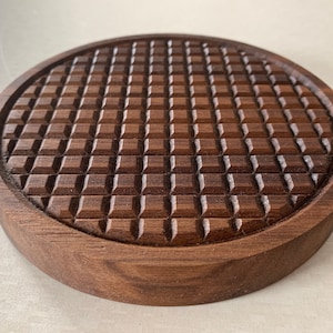 Trivet Wooden Pattern Walnut Wooden Trivet for Pots Kettle Trivet Wooden Trivet for Pans Wooden Pot Holder Gift for Mom Gift for Wife