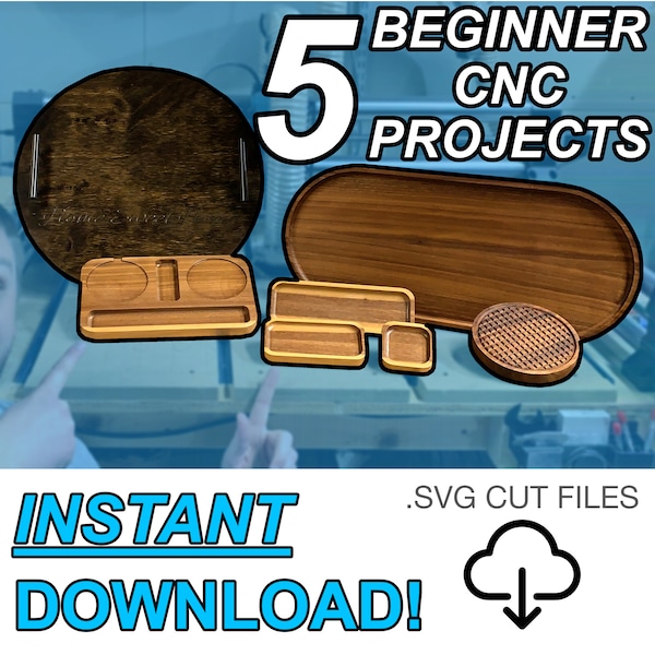 5 Beginner CNC Projects SVG Files for Instant Download svg Files for cnc machines