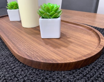 Wood Oval Tray Oval Wooden Walnut Ottoman Tray Wooden Cheese Plate Walnut Serving Tray Modern Kitchen Valet Modern Ottoman Tray