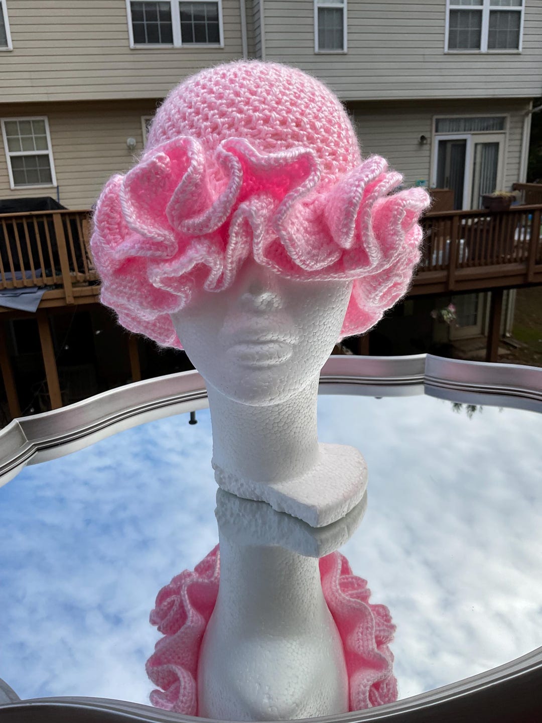 Pink Crochet Ruffles Pink Crochet Ruffle Hat - Etsy
