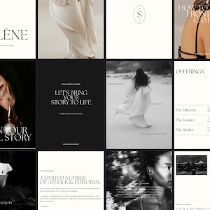 Canva Instagram Templates for Photographers, Minimal Editorial Social Media Bundle, IG Posts Stories Carousels