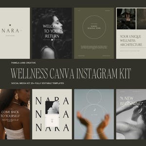 Szablony Canva na Instagram dla osób dbających o zdrowie, zestaw narzędzi do mediów społecznościowych dla trenerów holistycznych, edytowalne posty i historie brandingowe