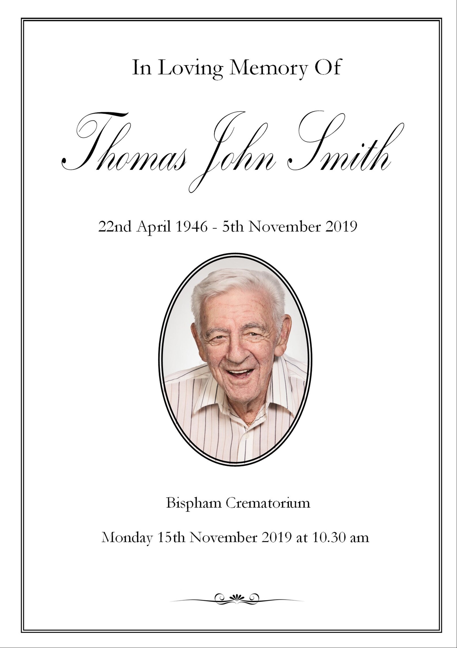 Funeral Order Of service Memorial Booklet Classic design Order Etsy