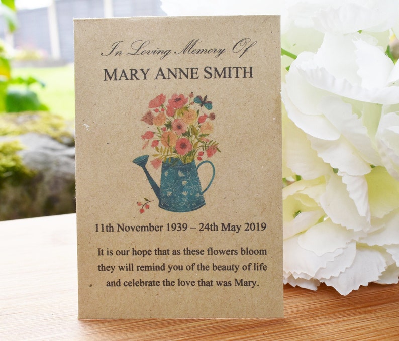 Funeral Favour Personalised Seed Packets Memorial with Seeds - Etsy UK