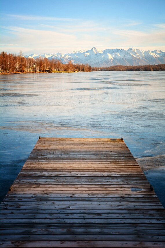 Landscape Photography Alaska Mountain Print Rustic Decor Fine Art Nature Print Lake Picture Wilderness Cabin Decor Large Wall Art