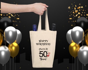 50th Birthday Celebration Double Wine Tote Bag