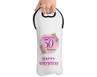 50th Birthday Celebration Gift Wine Tote Bag