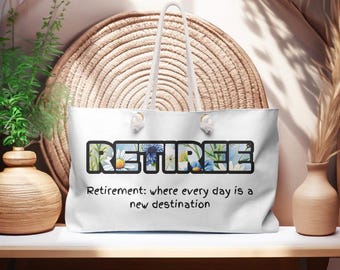 Retirement tropical letters Weekender | Custom name retired 2026 travel tote