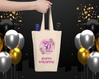 50th Birthday Celebration Double Wine Tote Bag