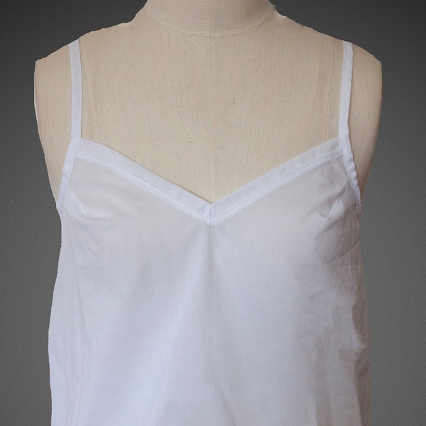 UK MADE 100% Cotton Lawn CAMISOLE shirt top liner lining White Cool Summer or Cruise underwear  See through solution