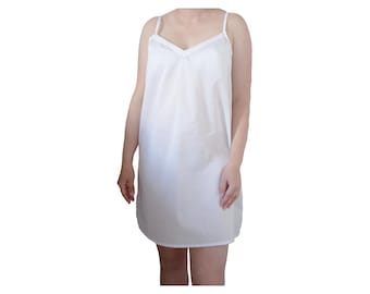 100% Cotton Petticoat Slip Lightweight Layering, Dress Liner, UK Made White or Black