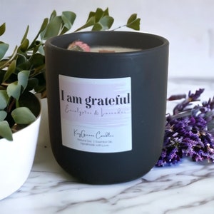 I Am Grateful Affirmation Essential Oil Soy Wax Candle