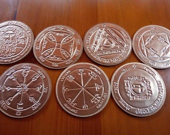 ALL PENTACLES Sun, 7 talismans Sun, each one 7.5 cm size solomon