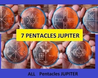 TOUS LES PENTACLES JUPITER, sculpter en étain, 7 talismans de Jupiter, chacun de 7,5 cm de taille Salomon