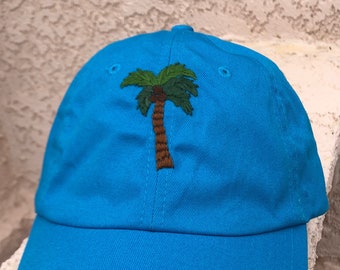 Embroidered Palm Tree Cap, beach hat, women’s embroidered baseball cap, ladies beach hat