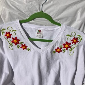 Embroidered floral shirt, floral t-shirt, embroidered t-shirt