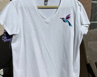hummingbird shirt, embroidered hummingbird