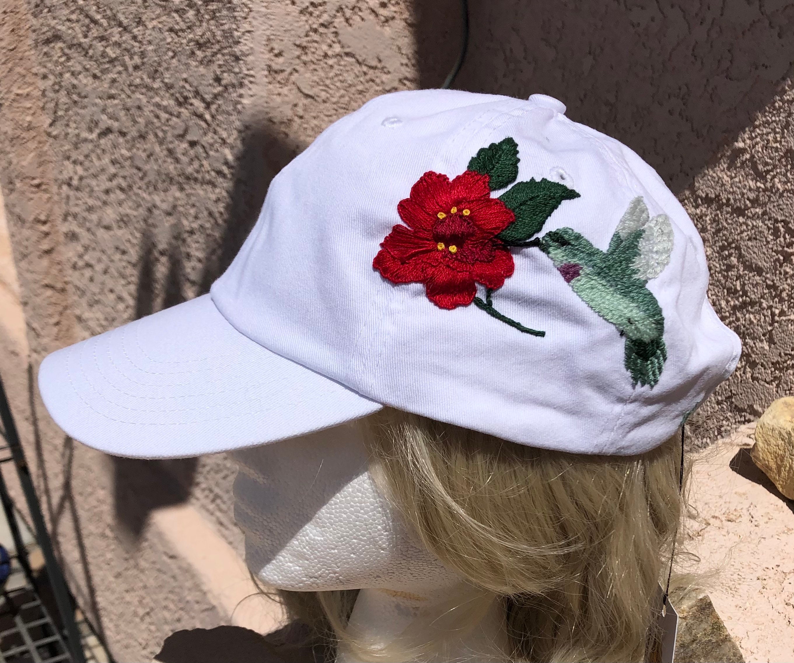 Hummingbird hat embroidered hummingbird hummer hat floral e Etsy