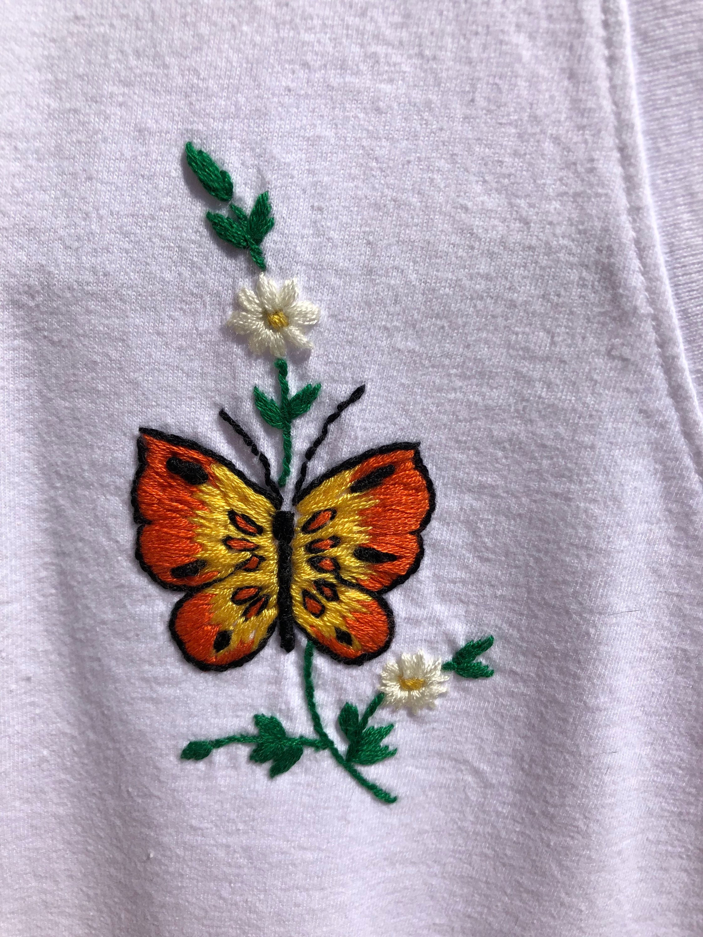Hand embroidered butterfly tshirt butterfly shirt butterfly Etsy.de