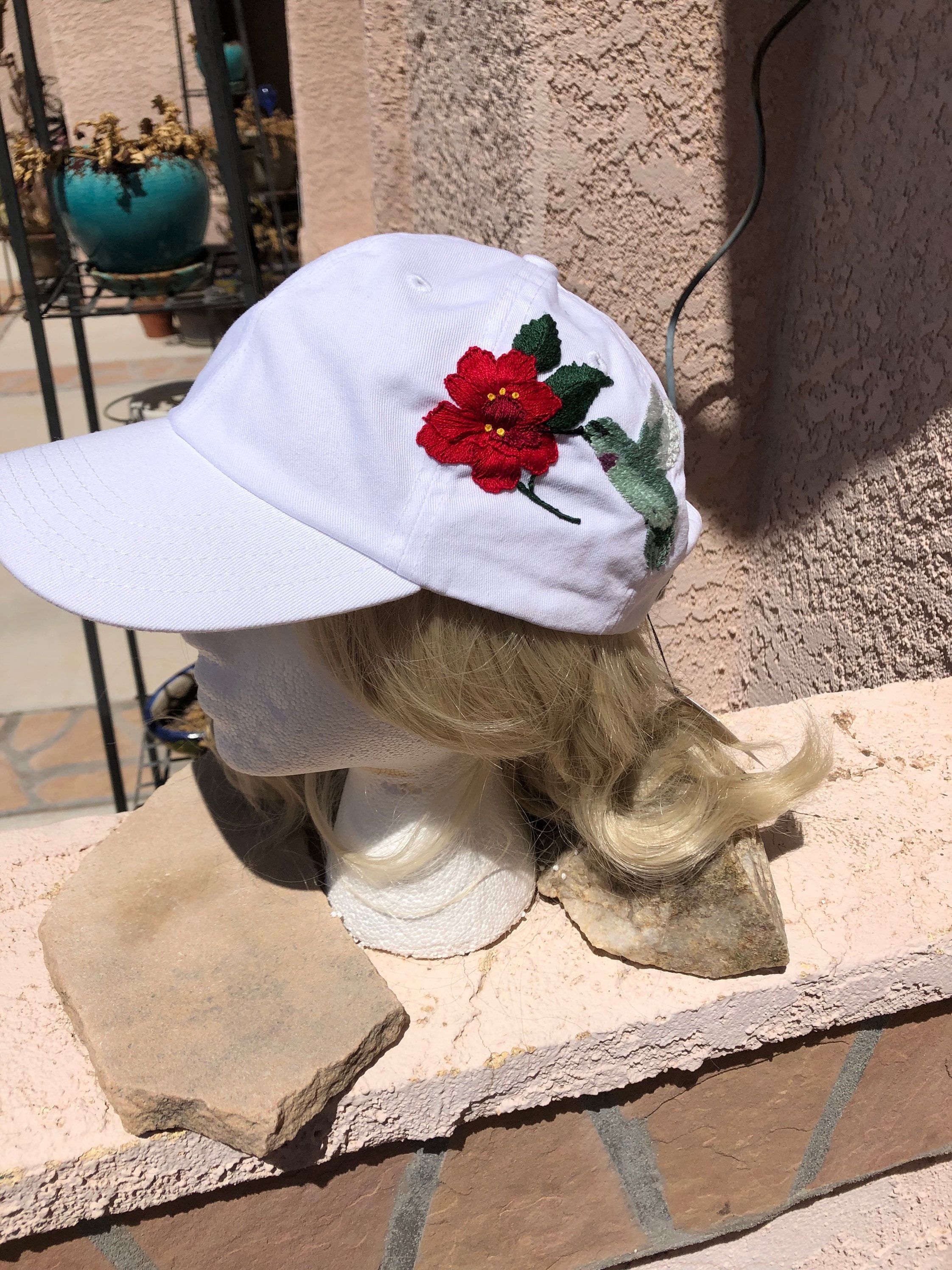 Hummingbird hat embroidered hummingbird hummer hat floral e Etsy