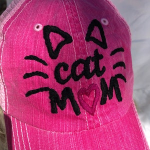 Cat Mom hat, Cat mom cap, Embroidered Cat mom hat, Cat lady cap
