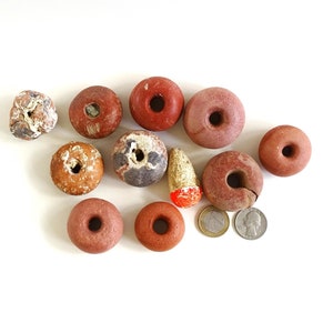 UNIQUE! Set of 10 old round fishing net buoys red brown and a fishing float,surf tumbled/Antique Greek fishing floats/Vintage maritime decor