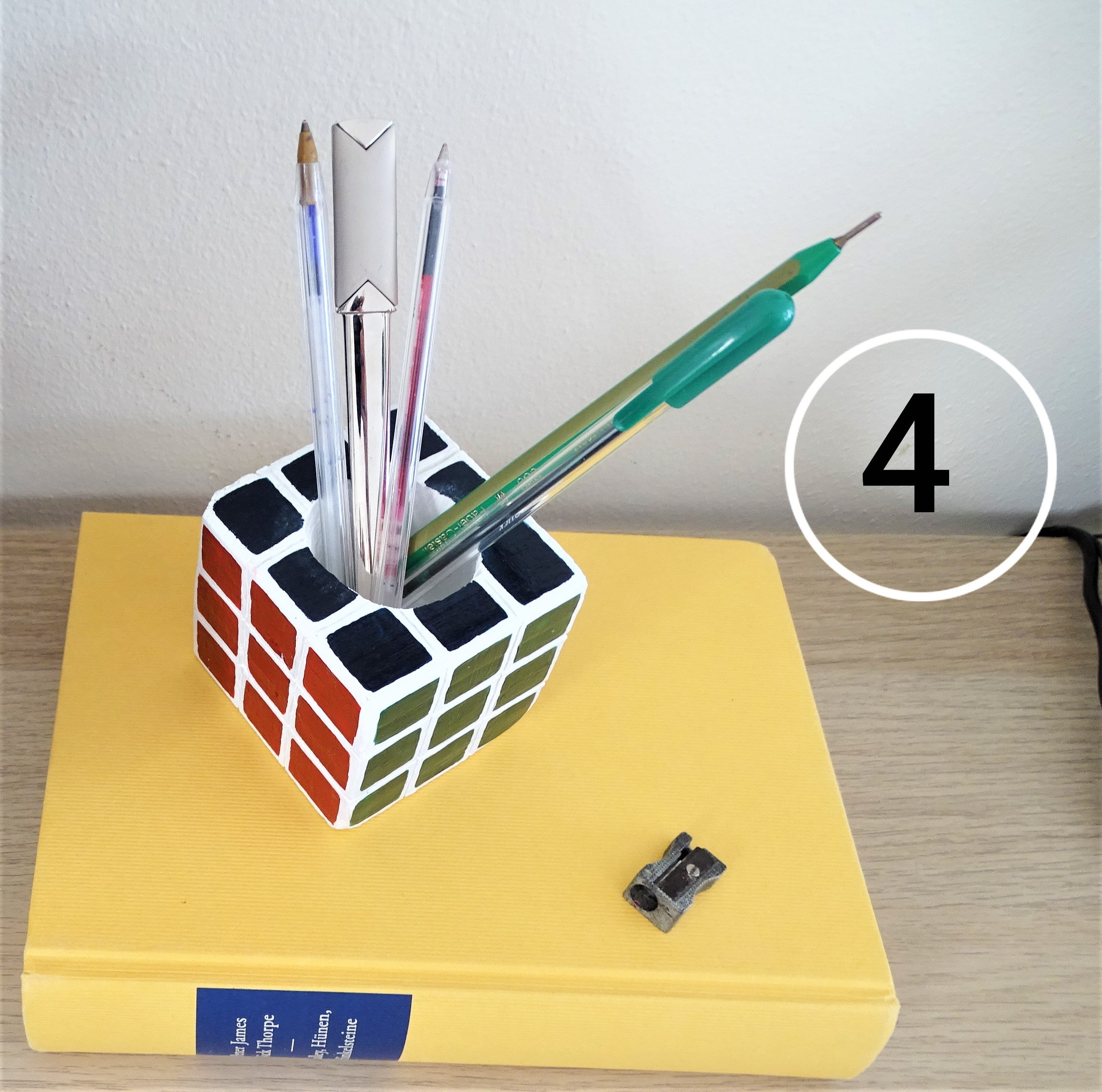 Office & School Supplies SET 2/Cubic Pen holder made of natural