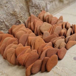 Very thin, small and very small flat beach terracotta pieces, 1/2'' -1 1/4'' (1.2-3cm)/Greek Mediterranean fine terracotta/Terracotta art