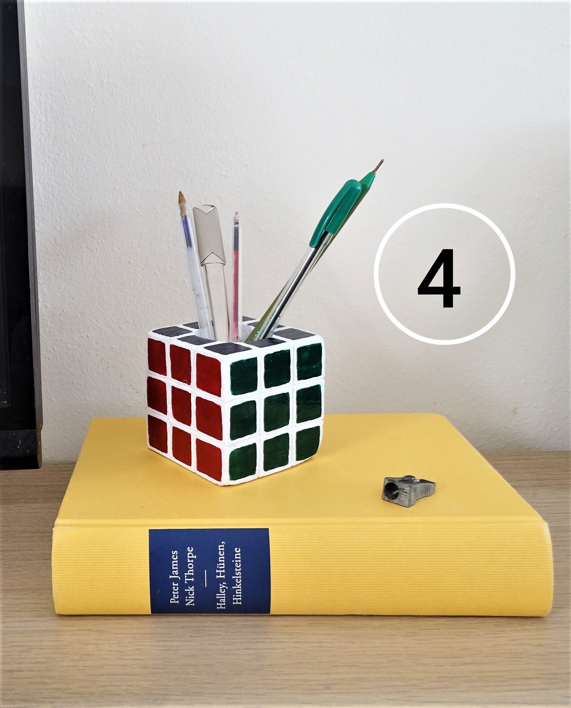 Office & School Supplies SET 2/Cubic Pen holder made of natural