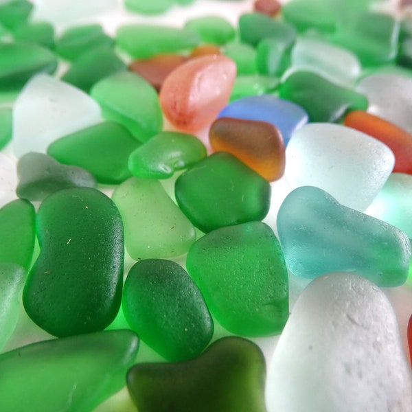 Bulk small color mixture sea glass, 130+ pcs, 0.3''- 1.2'' (1-3 cm)/Quality well surf tumbled sea glass, variety of shapes and color shades