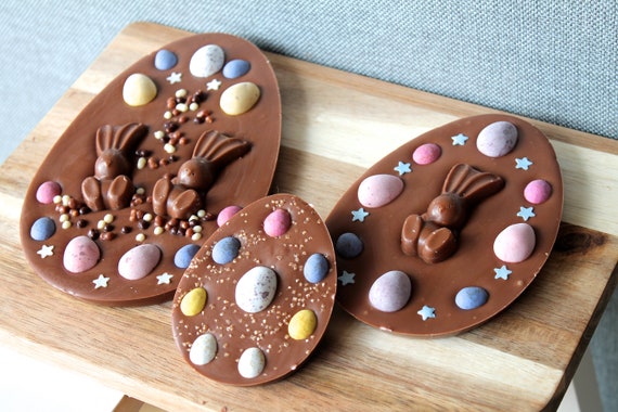 Easter Egg Slabs - 4 Sizes - Fairtrade Belgian Milk Chocolate - With Mini Eggs, Caramel Chunks, Smarties & Magic Stars - Handmade To Order