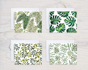 Watercolor Greenery Notecard Set: Blank Botanical Cards
