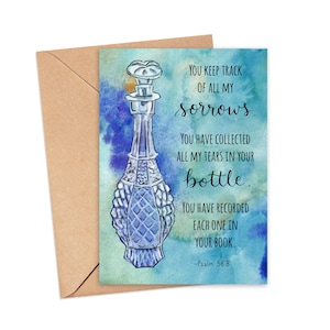 Carte larmes dans une bouteille Carte de deuil Carte pour stérilité Fausse couche Cadeau de deuil Carte chrétienne Carte de sympathie chrétienne Aquarelle