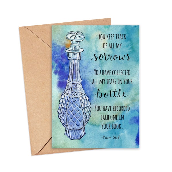 Tears in Bottle Grief Card Mourning Card Card for Infertility Miscarriage Grieving Gift Christian Card Christian Sympathy Card Watercolor