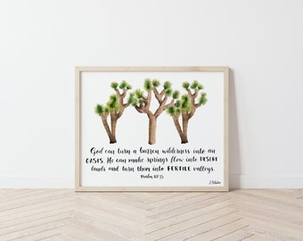 Akwarela z Drzewami Jozuego: Psalm 107, sztuka biblijna