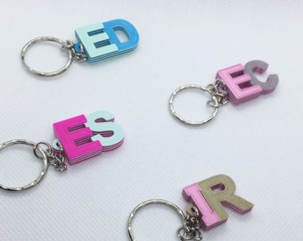Multi-colour Personalised Initial Keyring, Letter Key Ring, Gifts under 5, Party Bag Filler, 3D printed keychain,Keychain Favours,School Bag