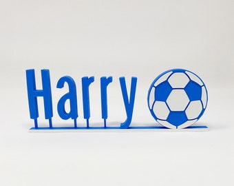 Football Name Sign - Personalised Desk Name Plaque - Football Desk Sign - Teacher Desk Sign - Unique Football Gift - Custom Name Plate