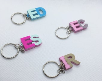 Bulk Order Multi-colour Personalised Initial Keyring, Letter Key Ring, Gifts under 5, Party Bag Filler, 3D printed keychain,Keychain Favours