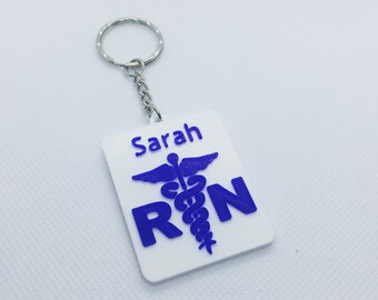 Registered Nurse, Personalised RN Keyring, RN Gifts, Nurse Graduation, Nurse Appreciation, 3D Printed, Custom Keyring, Biodegradable