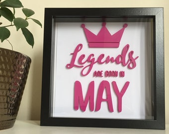 Framed Wall Art, Quotes, Birthday, Legends Are Born, Unique Gift, Inspirational Quote,Nursery Decor,Customised,Children's/Kids Bedroom Decor