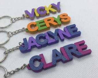 Multi-colour Personalised Keyring, 3D printed keychain, gifts under 5, keychain favours, teacher gift tag, back to school,custom luggage tag