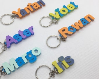 Bulk Order Multicolour Personalised Keyring, Gifts under 5, Party Bag Filler, 3D printed keychain, Keychain Favours, School Bag