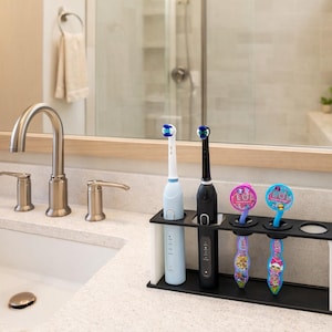 Personalised Toothbrush holder, Toothbrush stand for 5, 4, 3, 2, 1 toothbrushes, Holds electric and non electric toothbrushes image 6