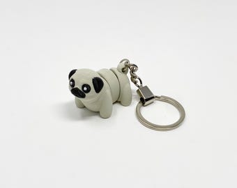 Pug Fidget Keyring, Stress Relief, ADHD Sensory Toy