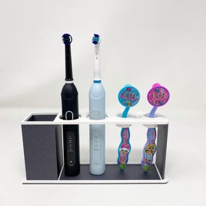 Personalised Toothbrush holder, Toothbrush stand for 5, 4, 3, 2, 1 toothbrushes, Holds electric and non electric toothbrushes image 9