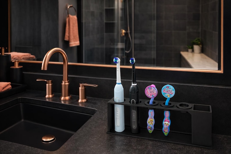 Personalised Toothbrush holder, Toothbrush stand for 5, 4, 3, 2, 1 toothbrushes, Holds electric and non electric toothbrushes image 3